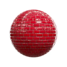 Shiny red brick wall